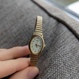 Timex Gold-Tone Watch with White Dial
